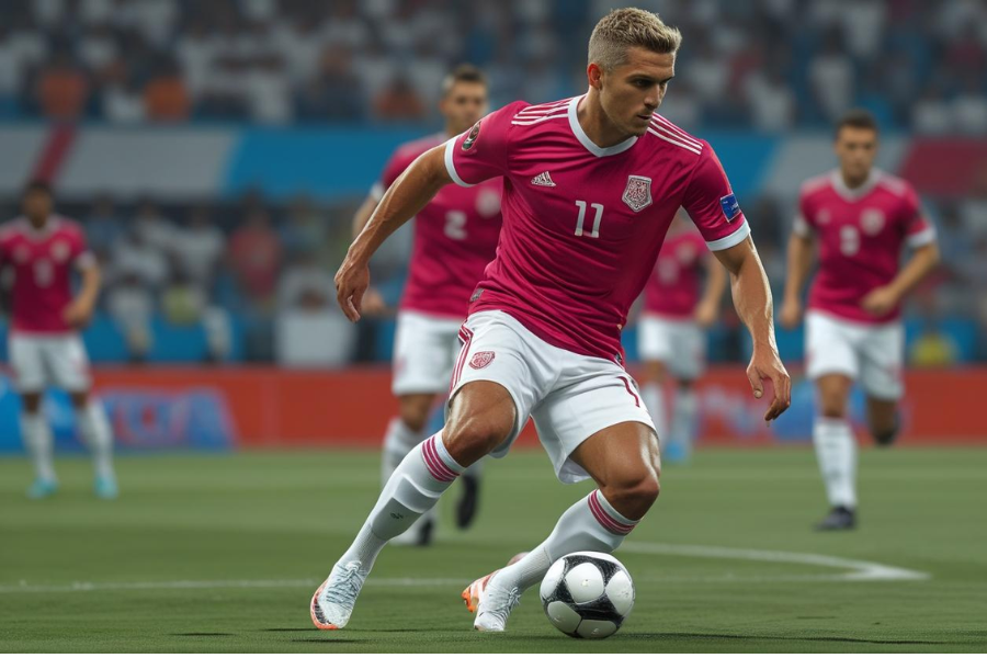 a person playing soccer in a tournament