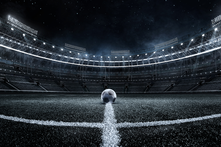 a football court with a football in the middle