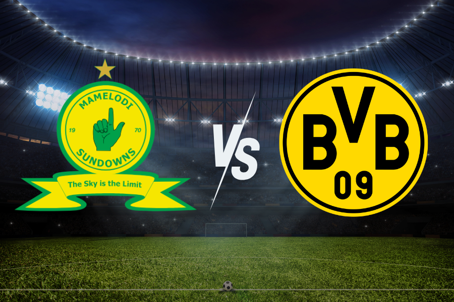 the logos of mamelodi sundowns and borussia dortmund football teams