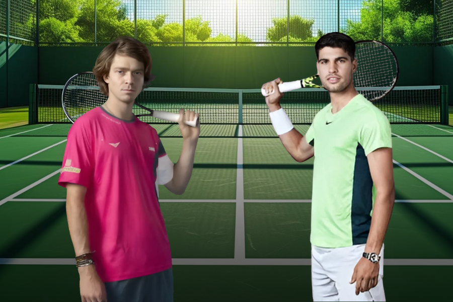the images of carlos alcaraz and andrey rublev