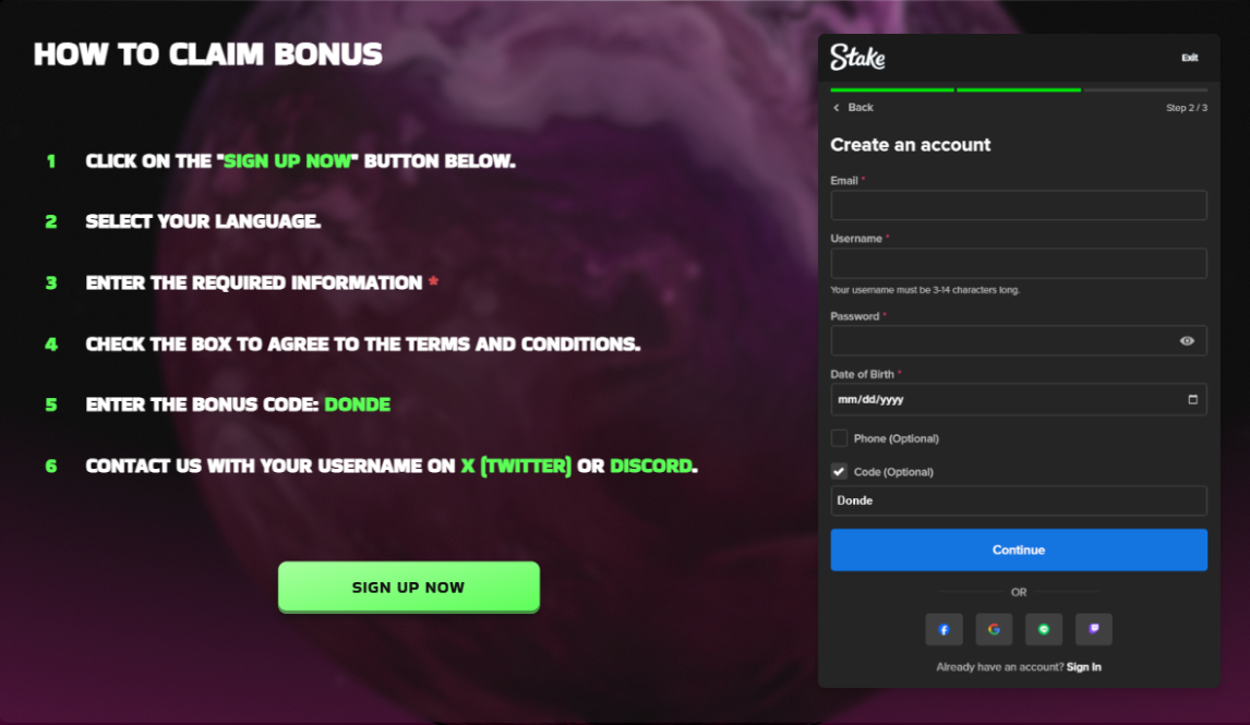 Stake.com bonuses offered by DOnde Bonuses