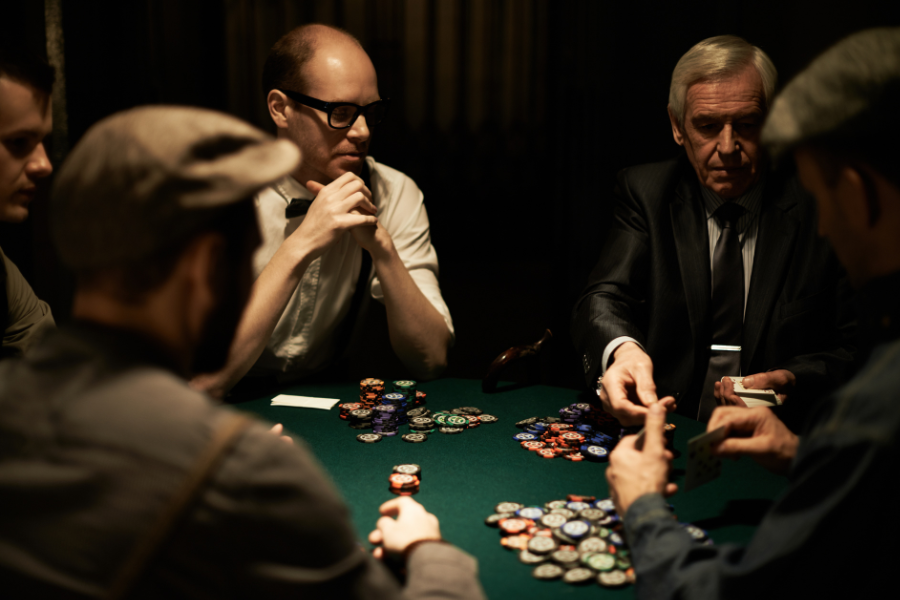 Professional casino players playing poker