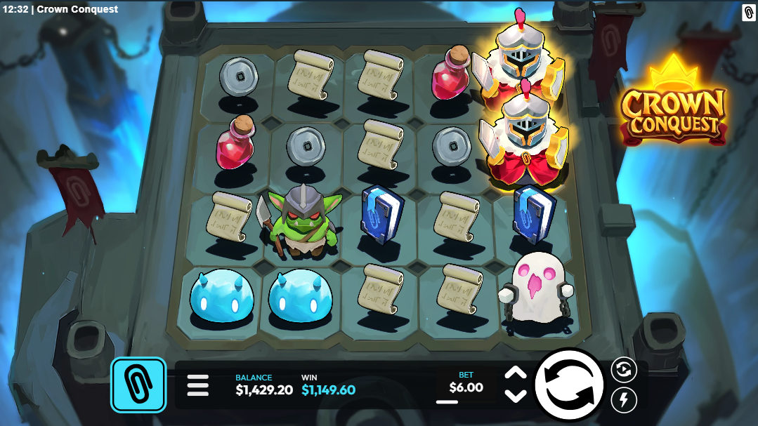 crown conquest slot play interface