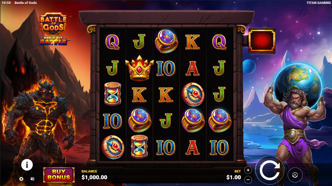 the battle of gods slot play interface