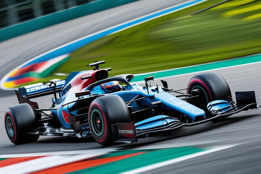 a racing car on the racing track in canadian grand prix
