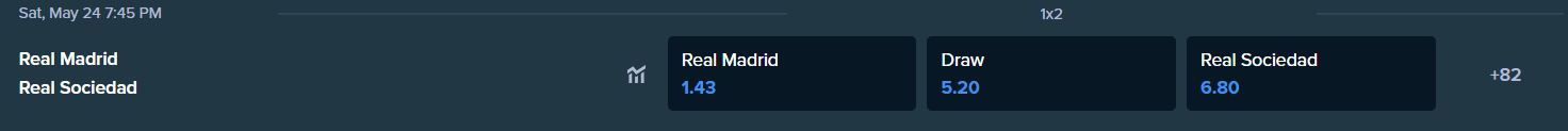 betting odds for real madrid and real sociedad