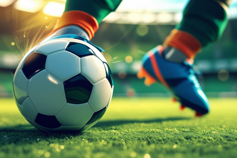 a person hitting the football
