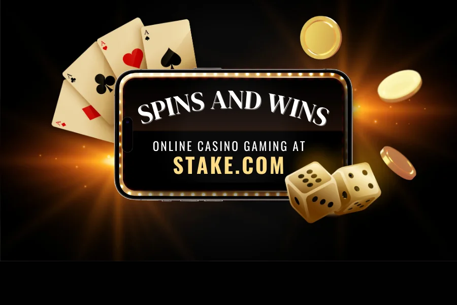 A phone displaying online casino games at Stake online casino