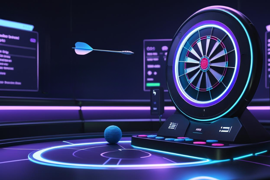 a darts board with a dart
