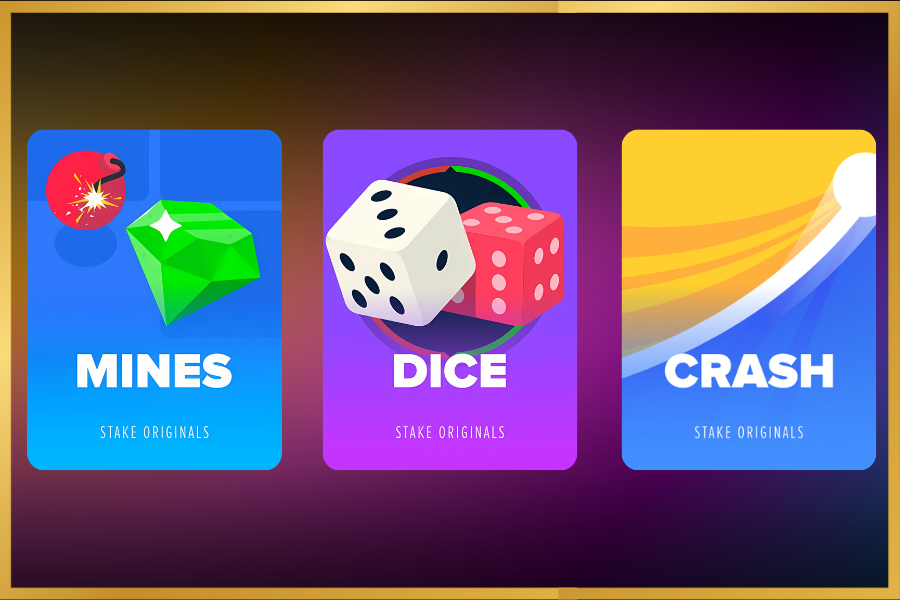 stake.com dice, mines and crash