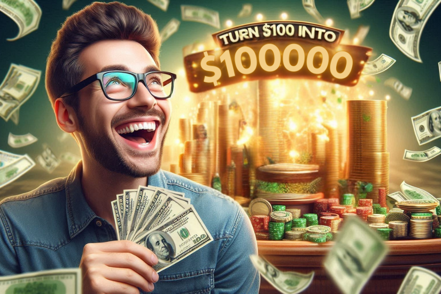 a man holding a large amount of cash looking happy for biggest casino wins