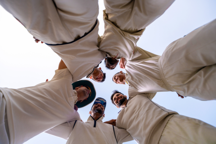 a team of cricket players planning a strategy