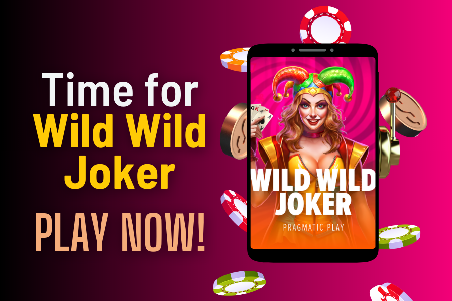 Wild Wild Joker slot game on a mobile screen, surrounded by glowing casino coins