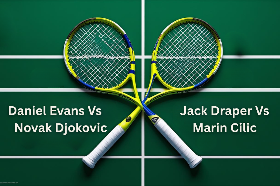 two tennis rackets in a tennis courtyard